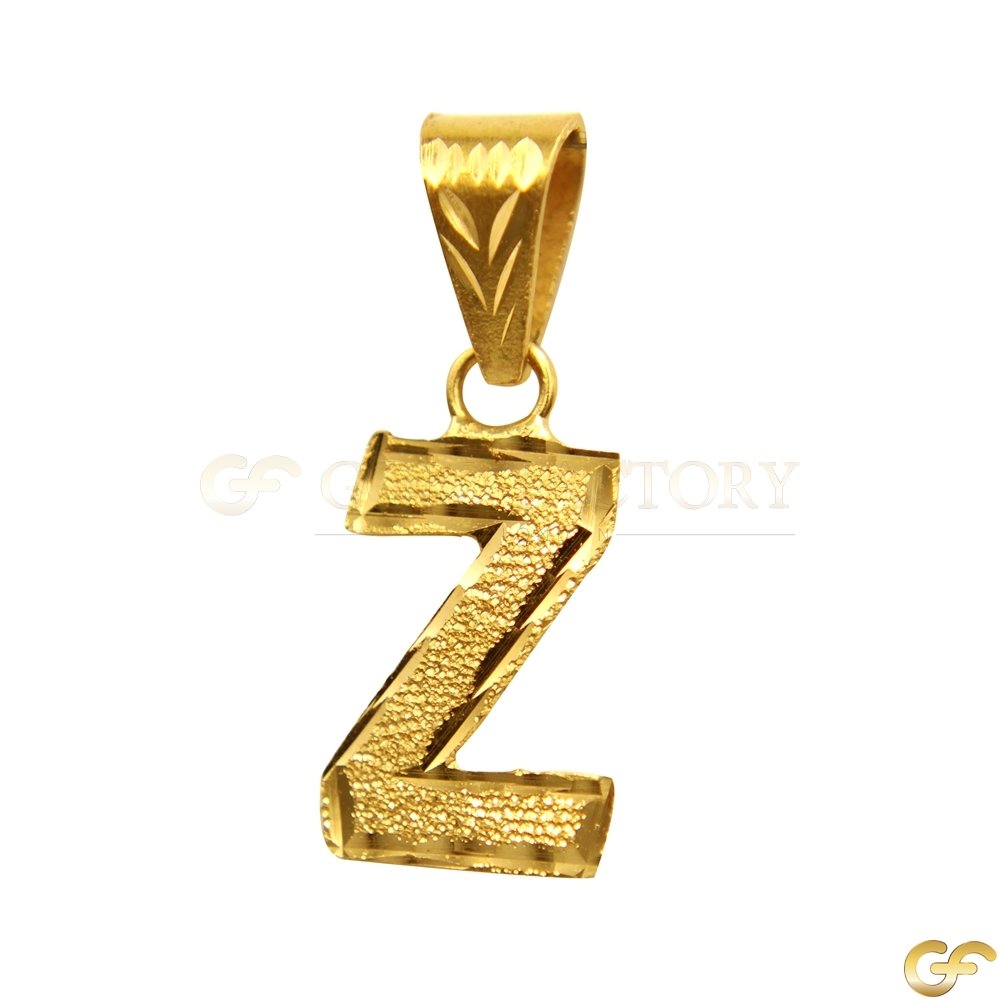 Cut-Out 'Z' Initial Pendant with Sandblast Finish